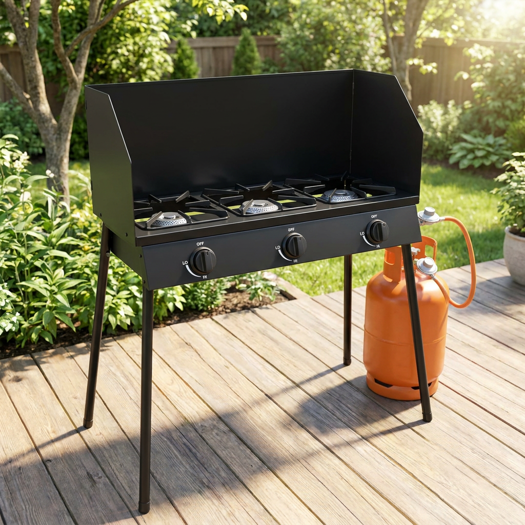 Outdoor Cooking Stove with Removable Legs and Temperature Gauge – Propane Burner
