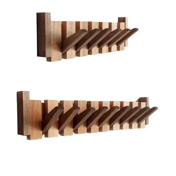 Piano-Style Wooden Coat Rack for Wall – 4 to 8 Hooks
