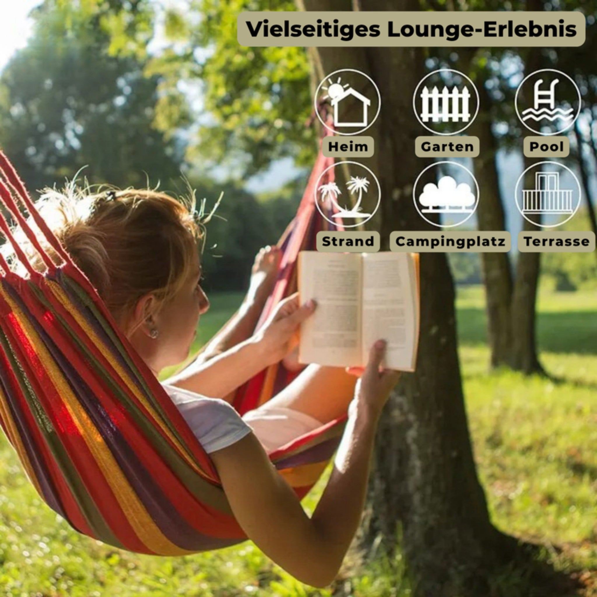 Foldable Cotton Hammock for Outdoor Use in Garden and Balcony