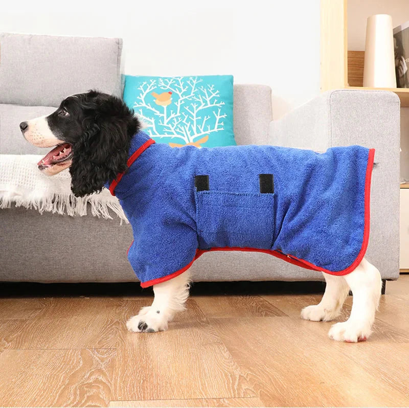 Dog Bathrobe with Hood – Absorbent Microfiber Material