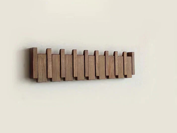 Piano-Style Wooden Coat Rack for Wall – 4 to 8 Hooks