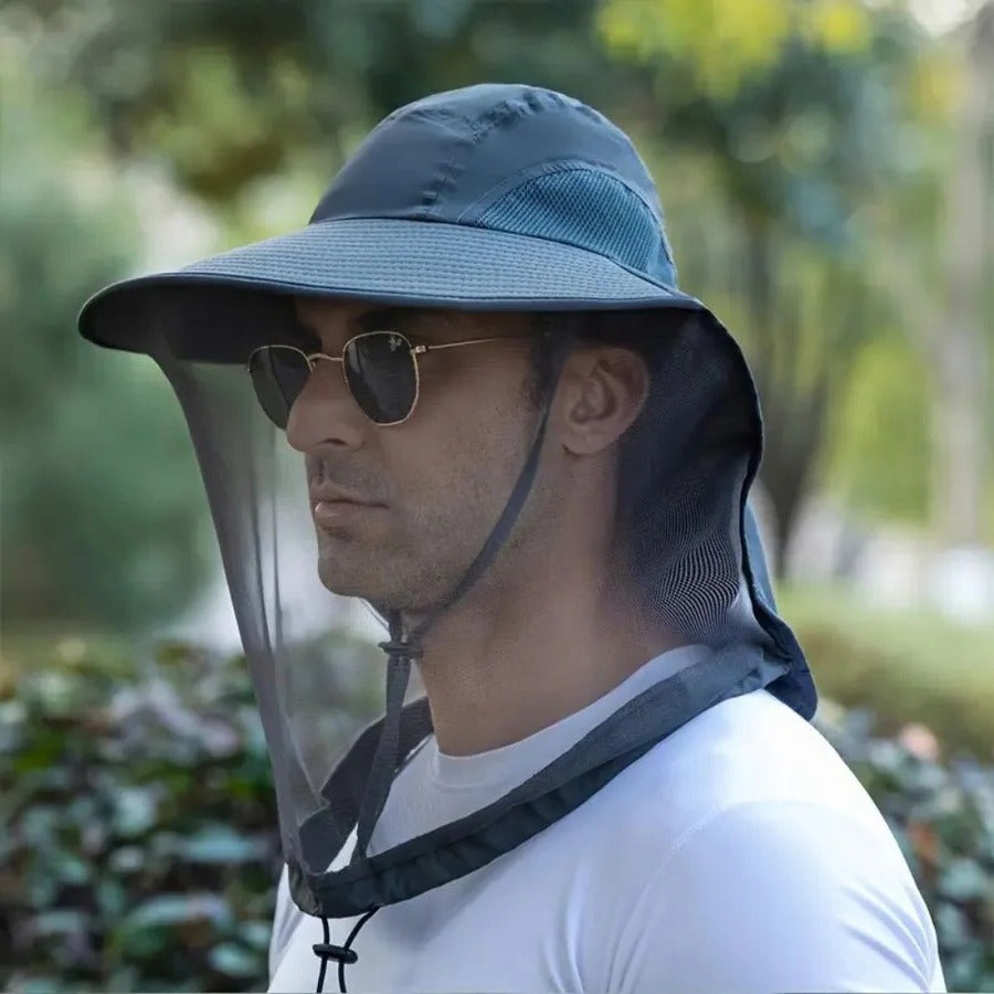 UV Protection Fishing and Hiking Hat – Breathable Wide Brim with Mosquito Net and Neck Flap