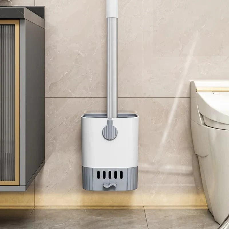 Toilet Brush with Modern Holder and Wall-Mounted Flexi Handle