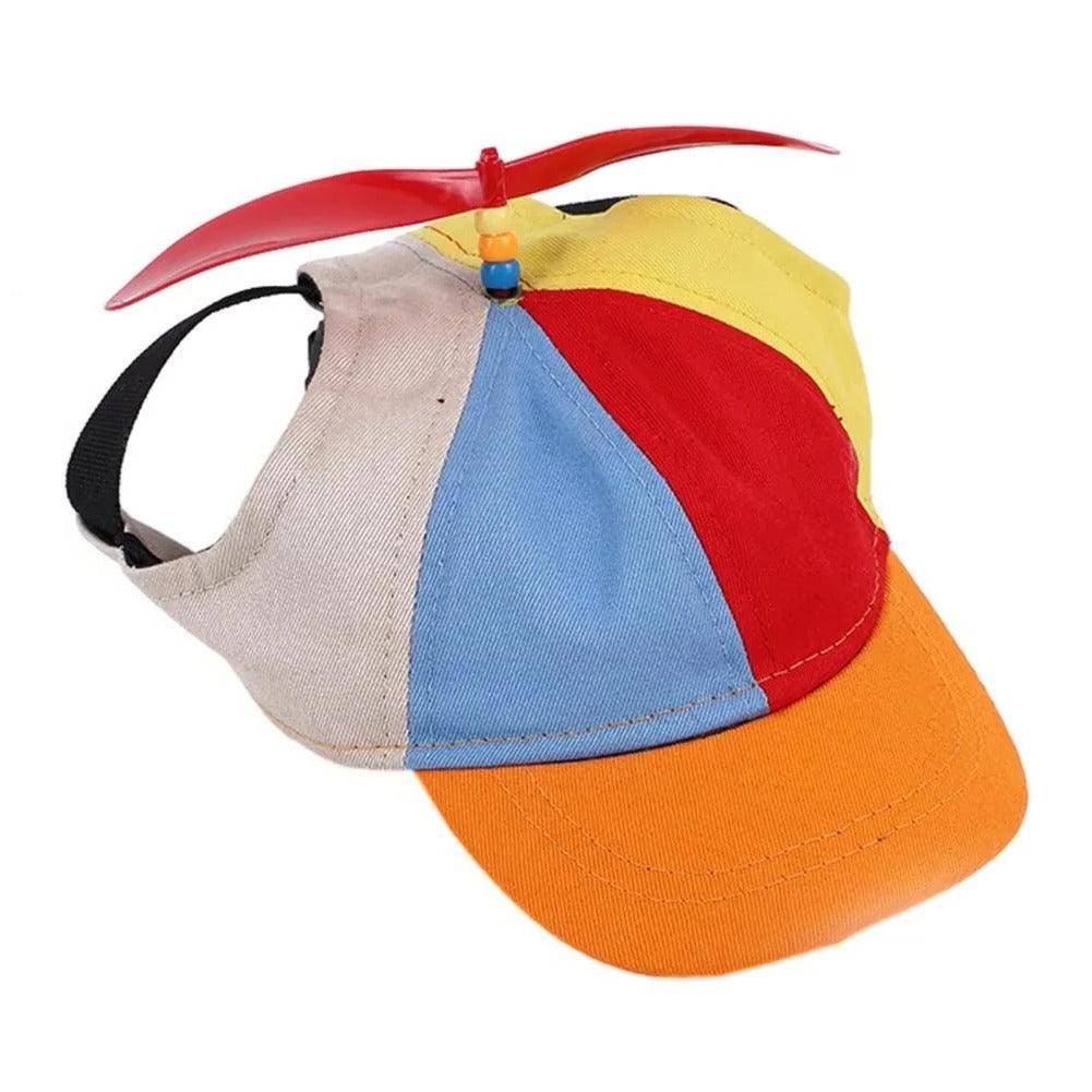 Whimsical Pet Cap Featuring Propeller Motif
