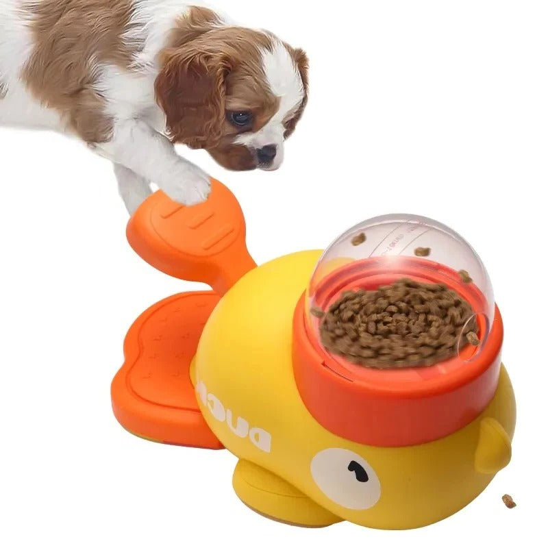 Interactive Pet Puzzle Toy - Cartoon Duck Dog Food Dispenser