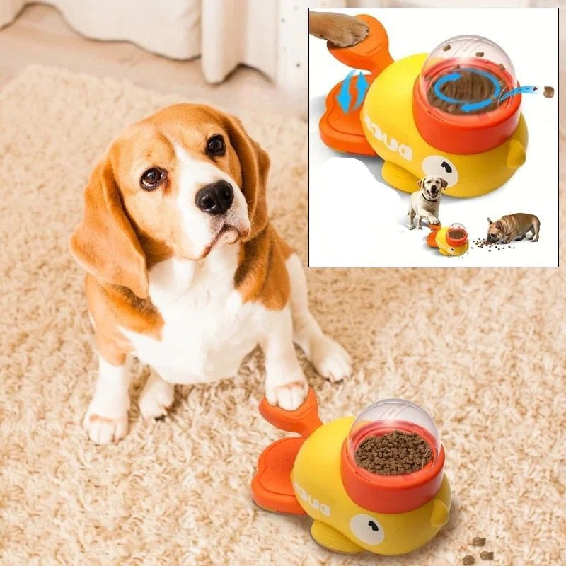 Interactive Pet Puzzle Toy - Cartoon Duck Dog Food Dispenser