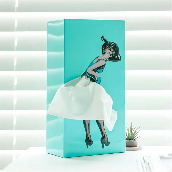Tissue Holder with Weighted Base and Lifted Skirt Style