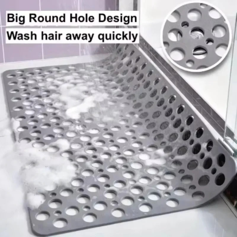 Square Shower Mat with Strong Suction Cups and Drainage Holes