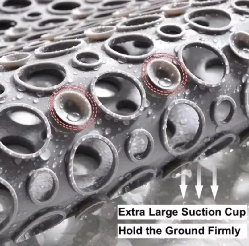 Square Shower Mat with Strong Suction Cups and Drainage Holes
