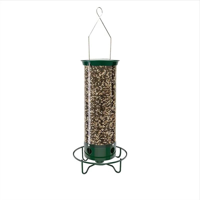 Metal Bird Feeder with Window Attachment and Adjustable Perch Design