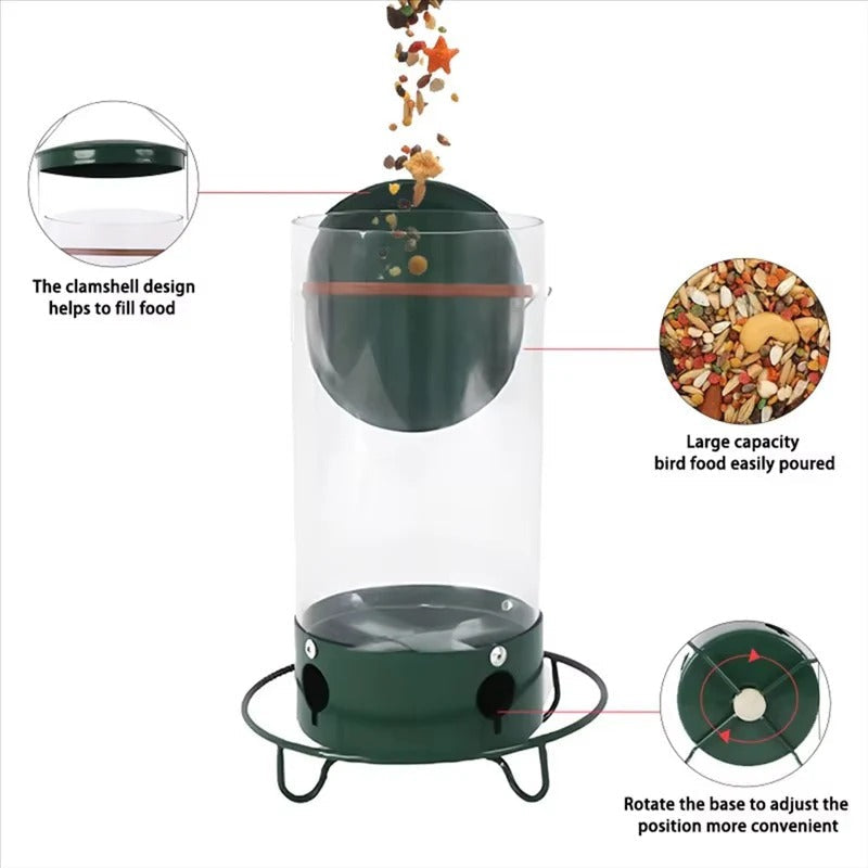 Metal Bird Feeder with Window Attachment and Adjustable Perch Design