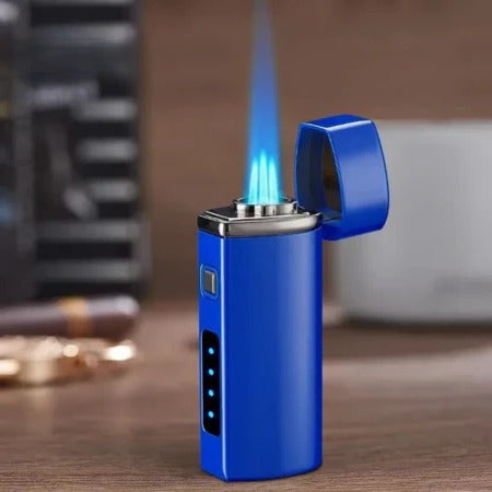 Triple-Jet Blue Flame Metal Lighter – USB Rechargeable