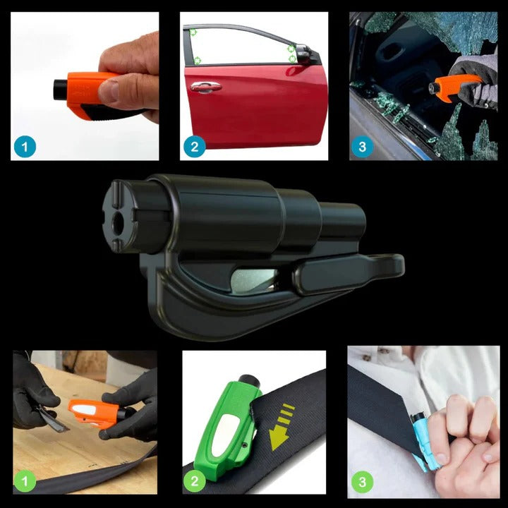 Emergency Car Tool with Seatbelt Cutter and Window Breaker – 2-in-1