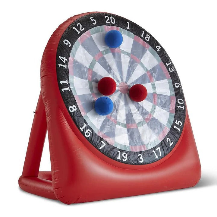 Soccer Dartboard Game Set with Inflatable Board, Pump, Balls, and Bag