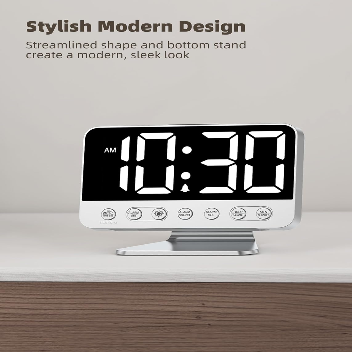 Alarm Clock with USB Charging and 2-Inch Battery Backup Display