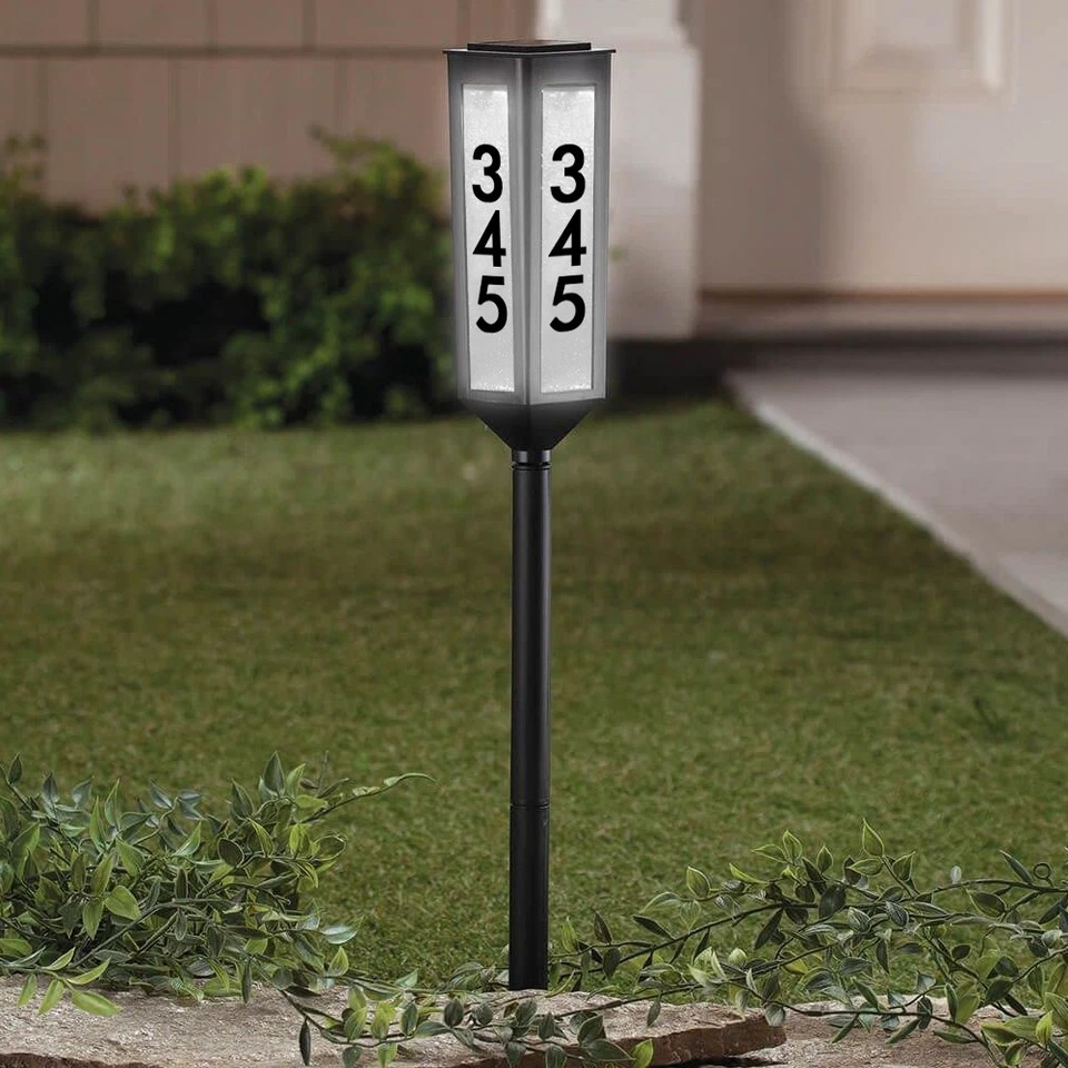 Solar-Powered Address Sign Stake with Adjustable Height and Custom Numbers
