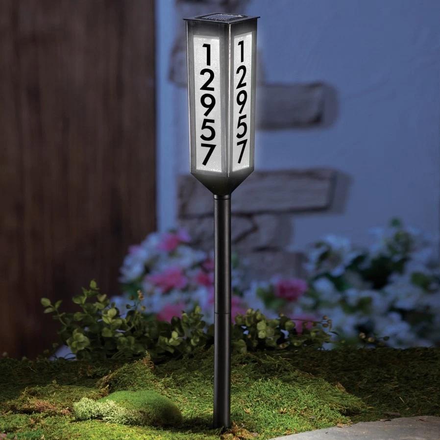 Solar-Powered Address Sign Stake with Adjustable Height and Custom Numbers
