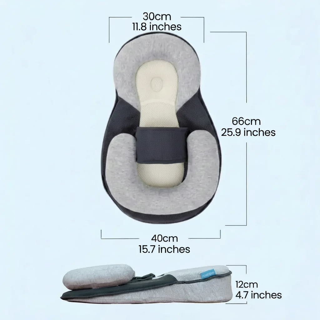 Baby Inclined Sleeper with Surrounding Belt and Anti-Roll Support, 10° Angle