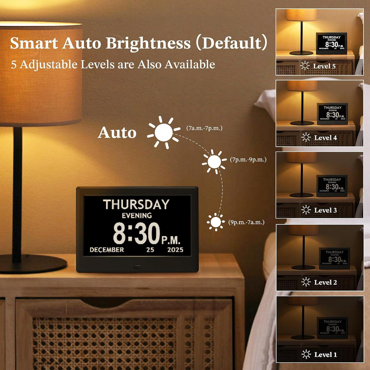 Large Display Clock for Daily Routines with Eight Activity Alerts