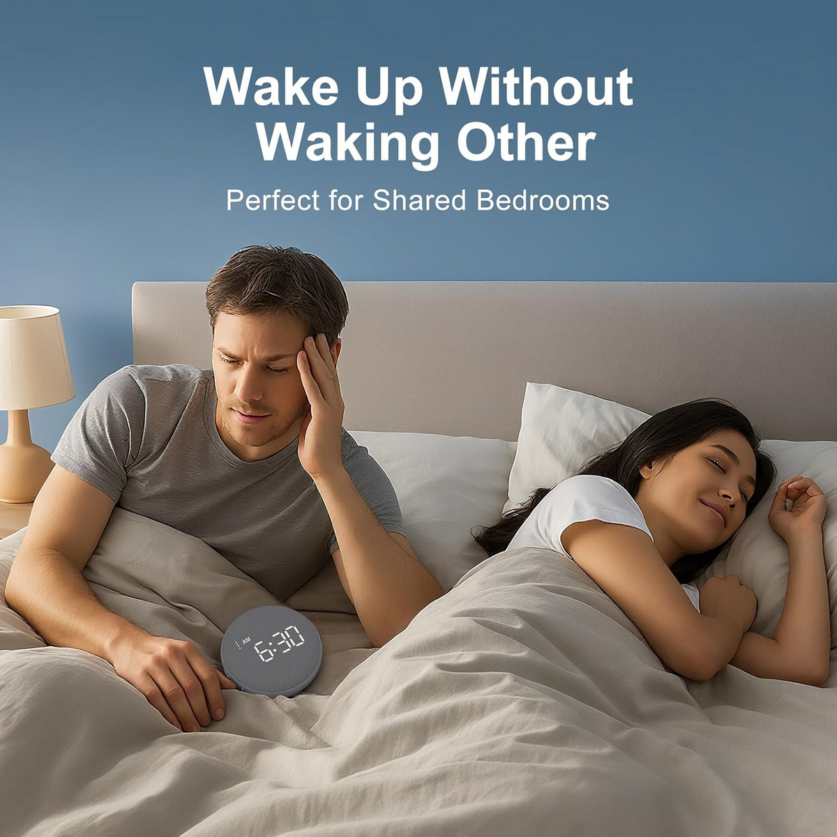 Vibrating Alarm Clock with 110dB Sound and Cordless Pillow Disc for Deep Sleepers