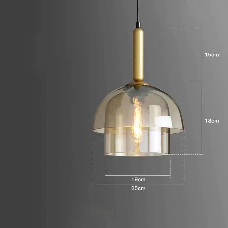 Double Glass Pendant Light with Gold Accents