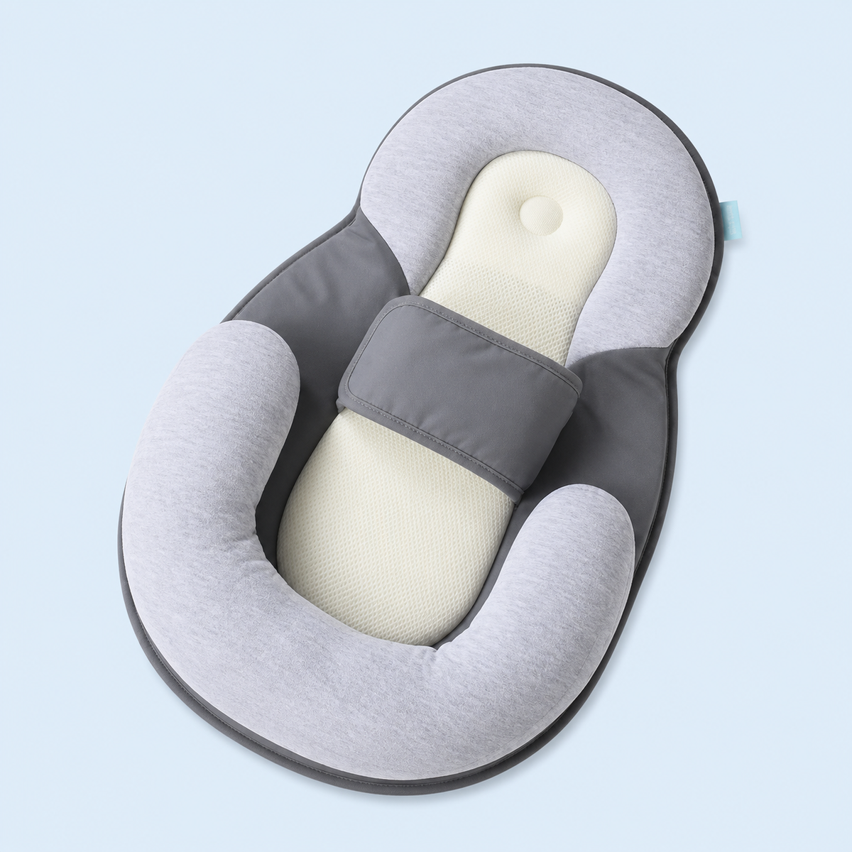 Baby Inclined Sleeper with Surrounding Belt and Anti-Roll Support, 10° Angle
