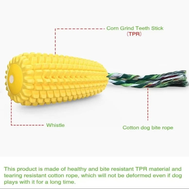 Durable Puppy Chew Toy in Corn Shape with Squeaky Feature