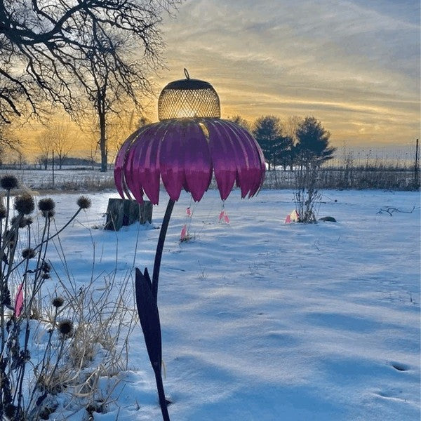 Metal Bird Feeder with Coneflower Design