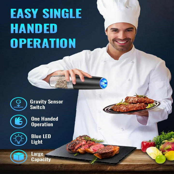 Set of 2 Electric Salt and Pepper Grinders with LED Light