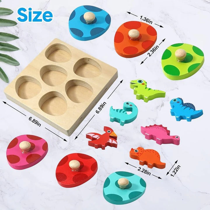 Dinosaur Matching Puzzle Set with Wooden Egg Covers