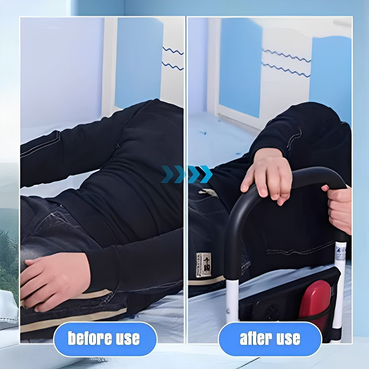 Bedside Support Rail with Adjustable Height for Easy Entry and Repositioning