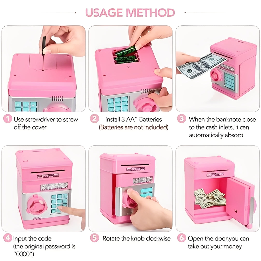 Electronic Piggy Bank for Kids with Coin Slot and Password Protection