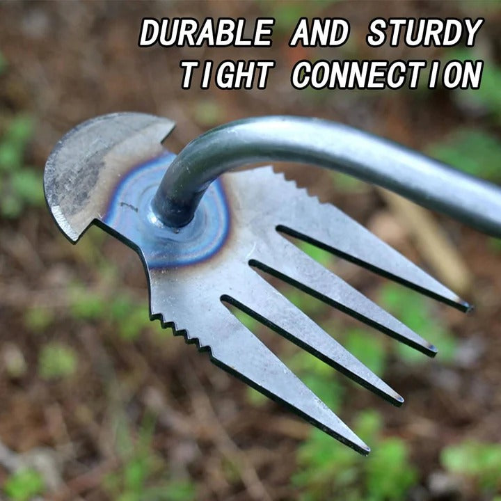 Lawn Care Hand Tool for Weeding with Four Steel Teeth