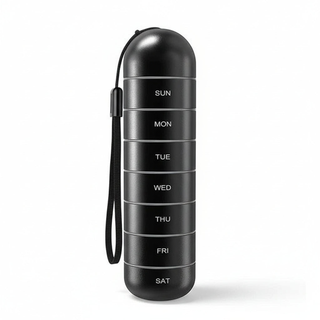 Pill Organizer with 7 Sections in Aluminum for Travel