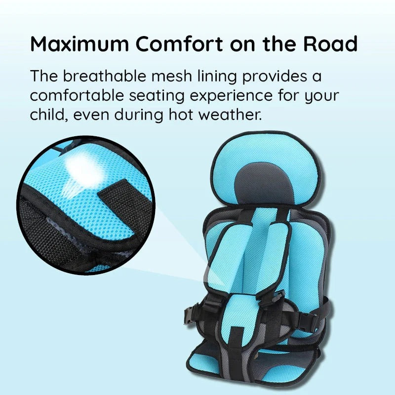 Child Safety Seat Cushion with Strapping System for Vehicles