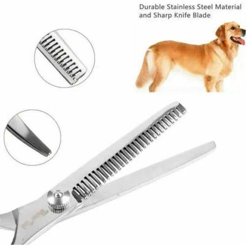 7-Inch Steel Bladed Dog Grooming Scissors Set with Safety Tips and Comfortable Handles
