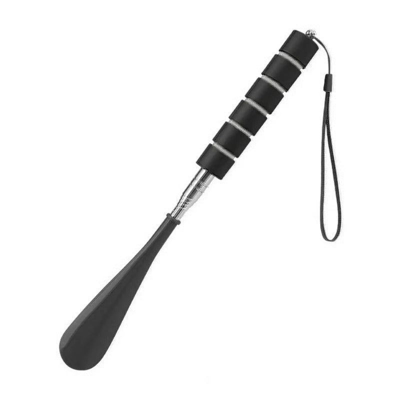 Adjustable Length Stainless Steel Shoe Horn with Reinforced Base and Grip