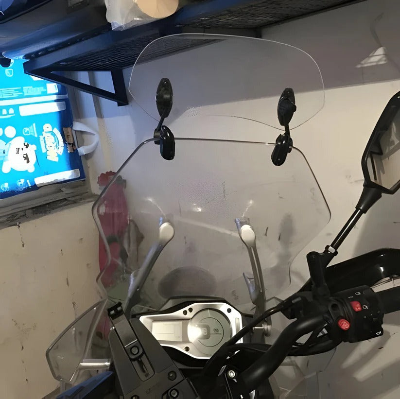 Clamp Mounted Adjustable Windshield Extension for Motorcycles