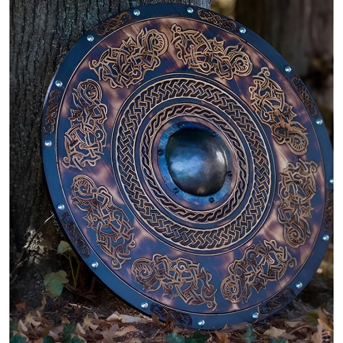 Personalized Viking Shield with Custom Corvid Design