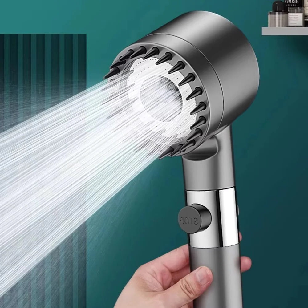 Shower Head with 3 Settings, Integrated Filter and Massage Brush