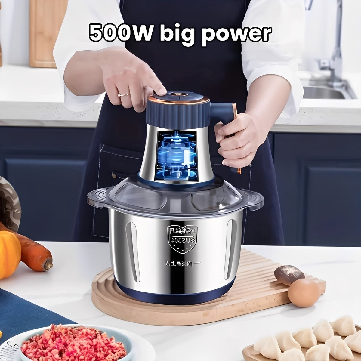 Meat Grinder with 5-Speed Control and Stainless Steel Cutting Blades