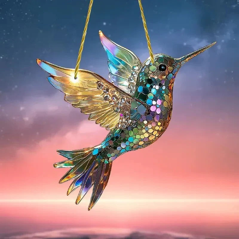 Vibrant Window Suncatcher Featuring Colorful Bird Design
