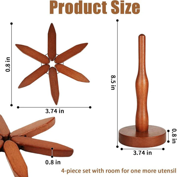 Heat Resistant Surface Wooden Trivets – Collapsible Design