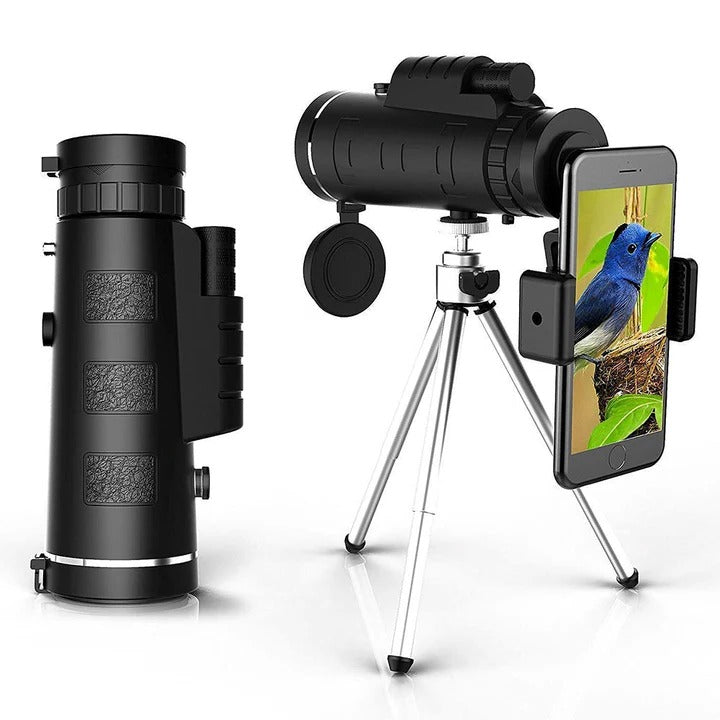 Smartphone-Compatible HD Monocular with Tripod Mount