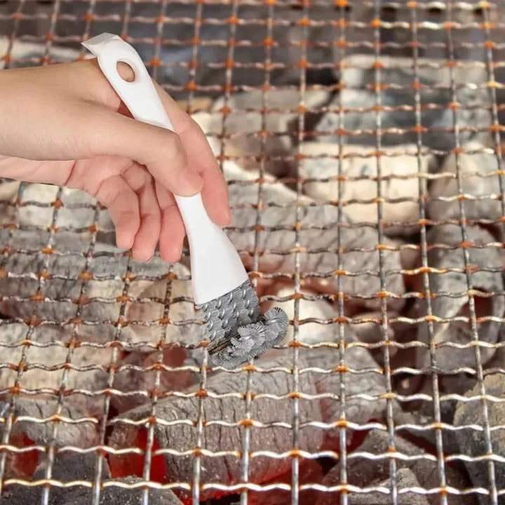 Grill Cleaning Brush in V Shape with 3 Scrapers for Racks and Grates