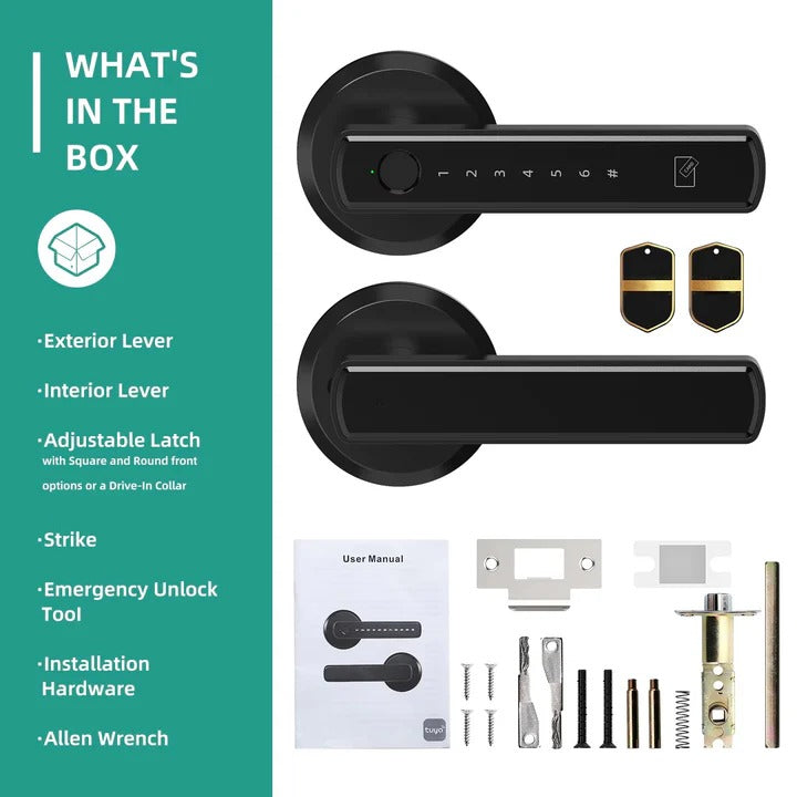 Smart Door Lock with Fingerprint Keypad and Built-in Handle