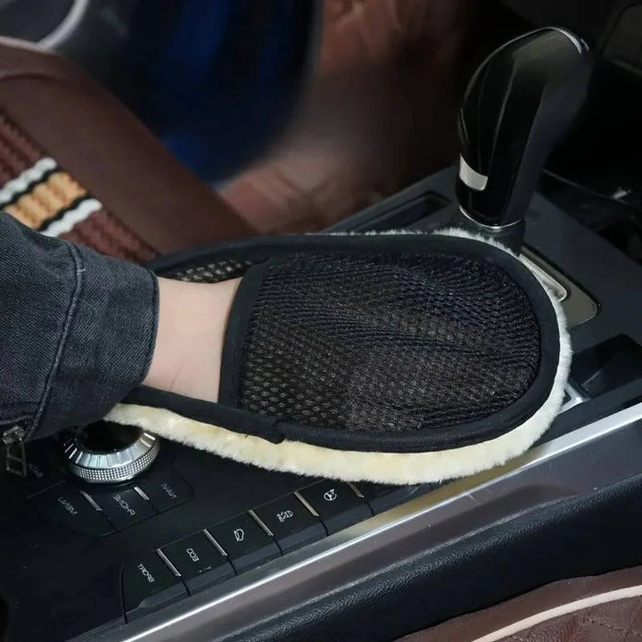 Microfiber Car Cleaning Cloth - Dual-Sided with Elastic Wrist Strap
