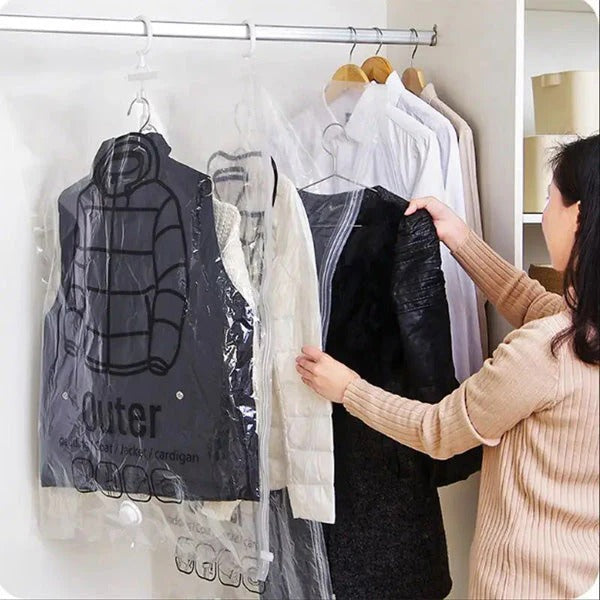 Set of 4 Vacuum Seal Storage Bags for Space-Saving Wardrobe Organization