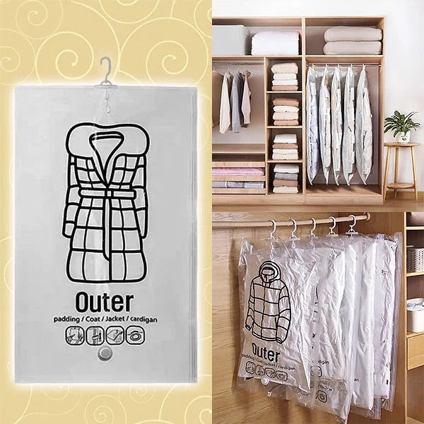 Set of 4 Vacuum Seal Storage Bags for Space-Saving Wardrobe Organization
