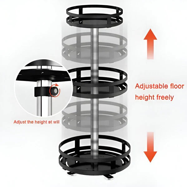 Rotating Base Organizer with Triple Tier Metal Shelf
